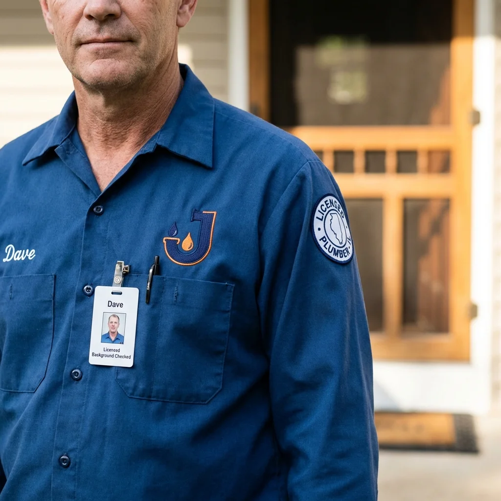 Licensed plumber showing ID badge in Moweaqua, IL