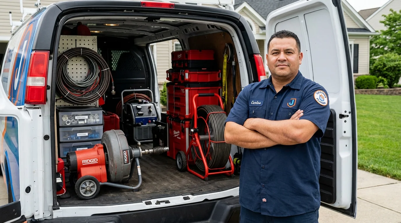 Professional drain cleaning equipment and Johns Plumbing LLC plumber in Moweaqua
